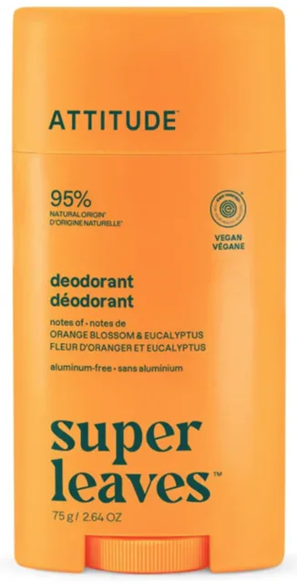 ATTITUDE Přírodní deodorant Super Leaves, pomerančový květ & eukalyptus, 75 g