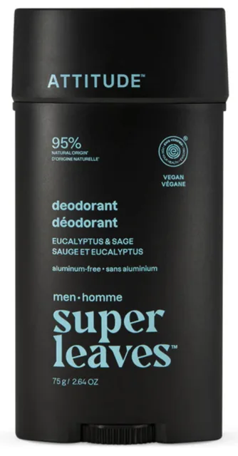 ATTITUDE Přírodní pánský deodorant Super Leaves, Eukalyptus & Šalvěj, 75 g