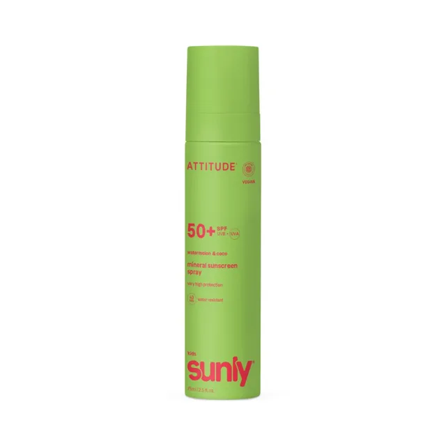 ATTITUDE Sunly Dětský minerální opalovací krém ve spreji SPF 50+ s vůní melounu a kokosu 75 ml
