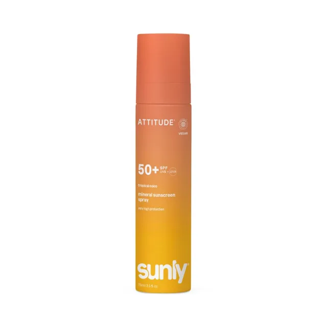 ATTITUDE Sunly Minerální opalovací krém ve spreji SPF 50+ s vůní tropického kokosu 75 ml
