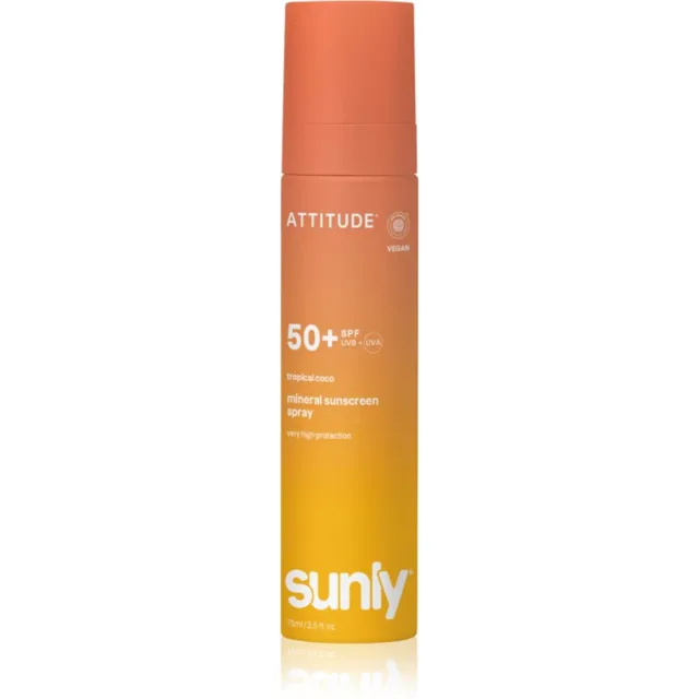 Attitude Sunly Tropical Coco minerální sprej na opalování SPF 50+ 75 ml