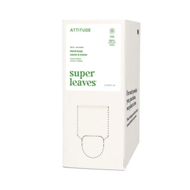ATTITUDE Super leaves Mýdlo na ruce olivové listy vůně hruška a amber náhradní kanystr 2 l