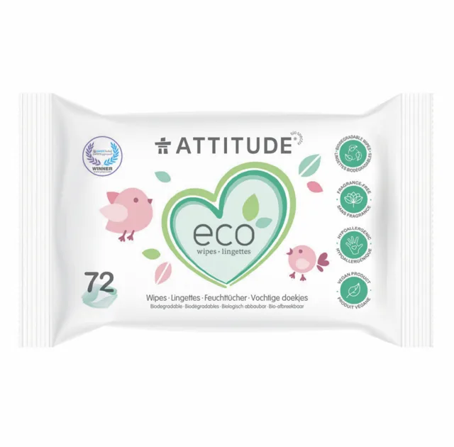 Attitude - Vlhčené ubrousky bez vůně, 72 ks