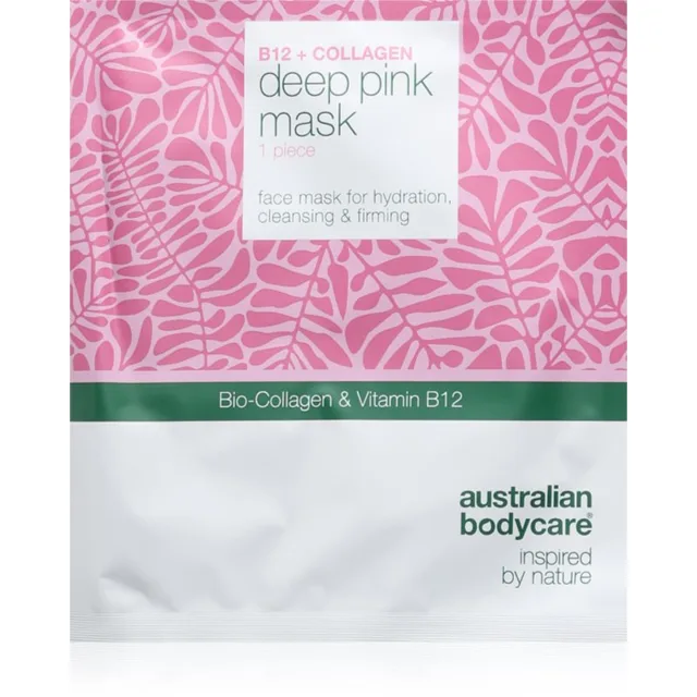 Australian Bodycare B12 + Collagen plátýnková maska pro hydrataci a vypnutí pokožky 1 ks