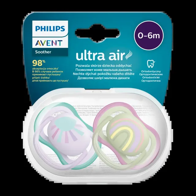 Avent Dudlík Ultra air pro dívky, různé druhy 0 - 6 měs. 2 ks