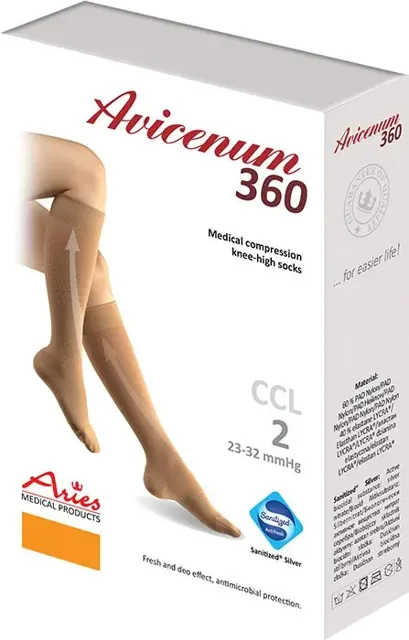 Avicenum Phlebo 360 punčochy lýtkové long natura