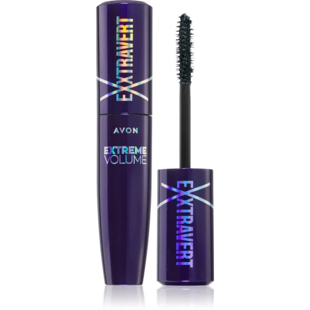 Avon Exxtravert Extreme Volume voděodolná prodlužující řasenka pro extra objem odstín Blackest Black 9.5 ml