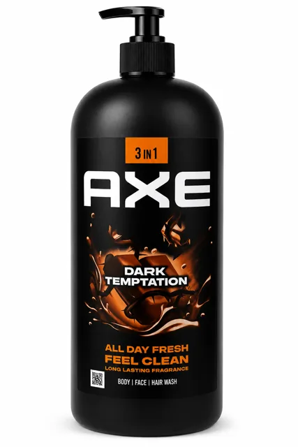 AXE Dark Temptation 3v1 sprchový gel na tělo, obličej a vlasy, 900 ml (poškozený aplikátor)