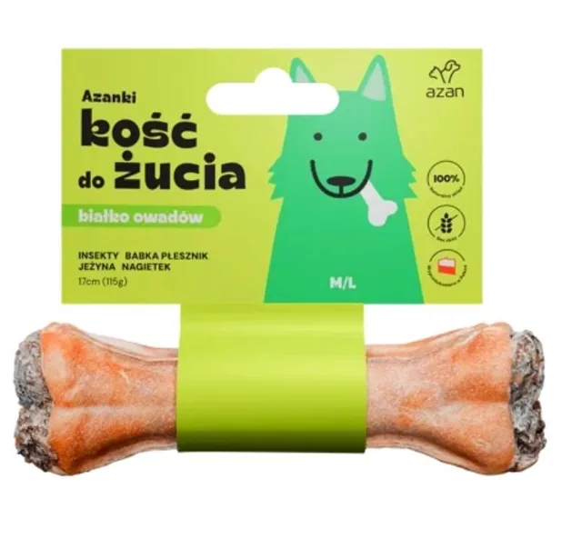 AZANKI Kost s hmyzem a ostružinami pro psa M/L 17cm