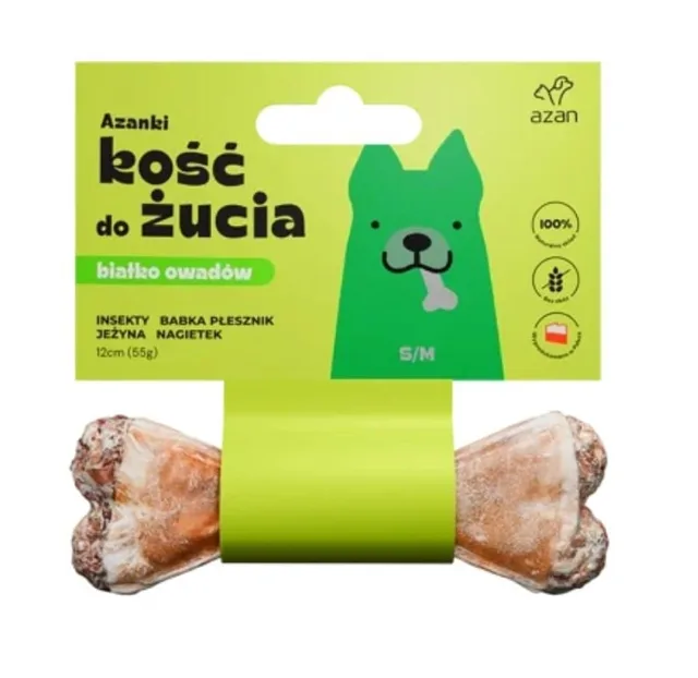 AZANKI Kost s hmyzem a ostružinami pro psa S/M 12cm