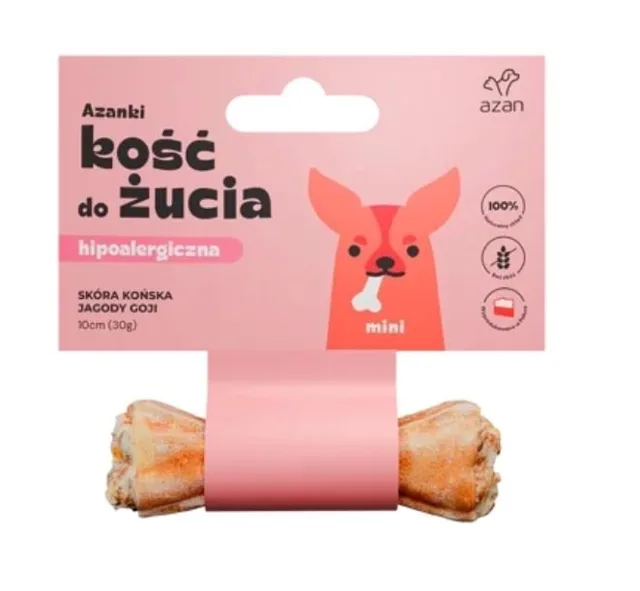 AZANKI Kost z koňské kůže pro psa Mini 10cm