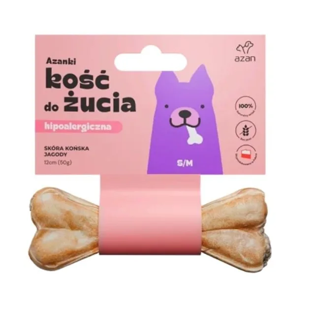 AZANKI Kost z koňské kůže pro psa S/M 12cm