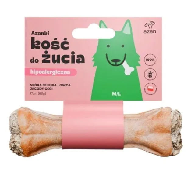 AZANKI Kosti z jelení kůže pro psy M/L 17cm
