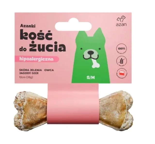 AZANKI Kosti z jelení kůže pro psy S/M 12cm