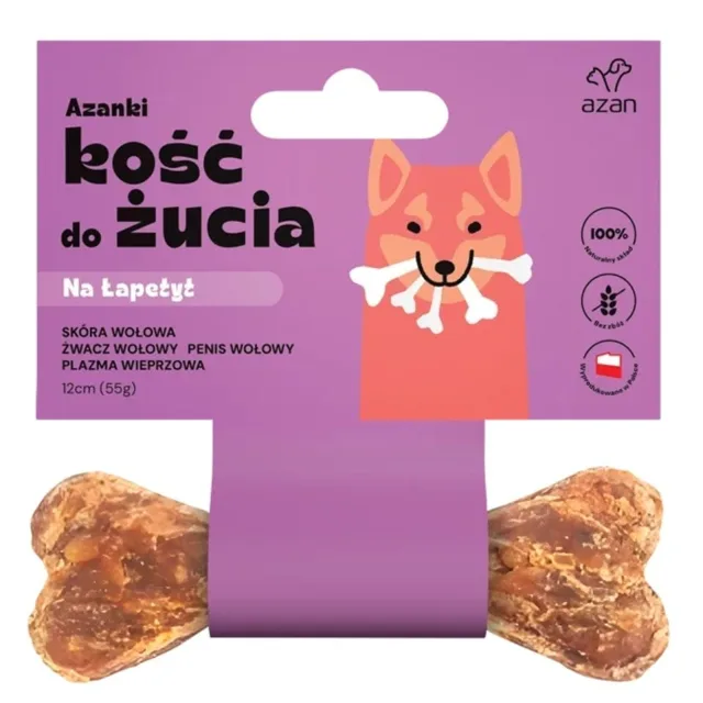 AZANKI Na chuť Kost na žvýkání pro nejedlíky 12cm