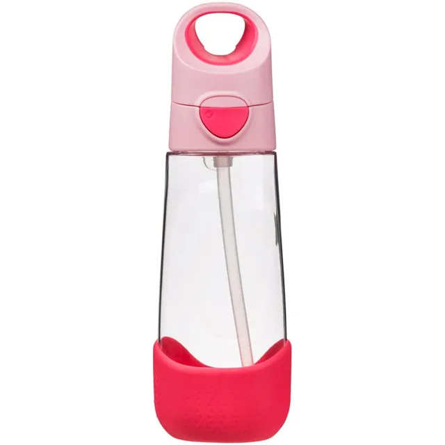b.box Bottle with Straw láhev s brčkem Flamingo Fizz 1 ks