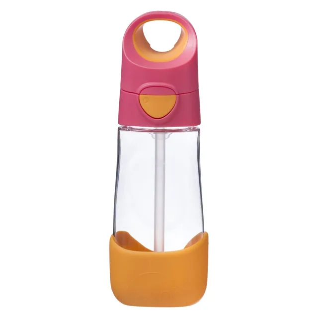 B.BOX Lahev na pití s brčkem 450 ml - růžová/oranžová