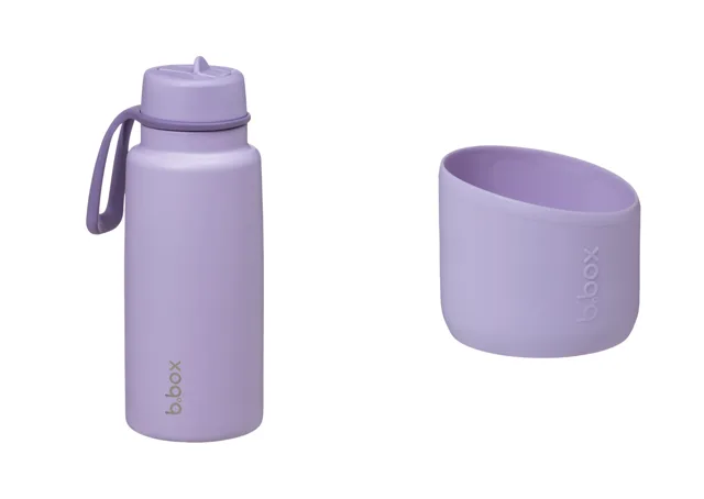 B.BOX Nerezová termolahev s brčkem 1l + Silikonový chránič - lilac love