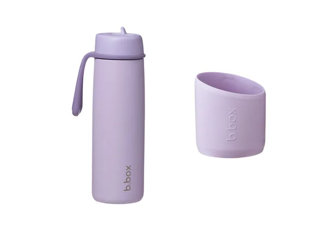 B.BOX Nerezová termolahev s brčkem 690 ml + Silikonový chránič - lilac love