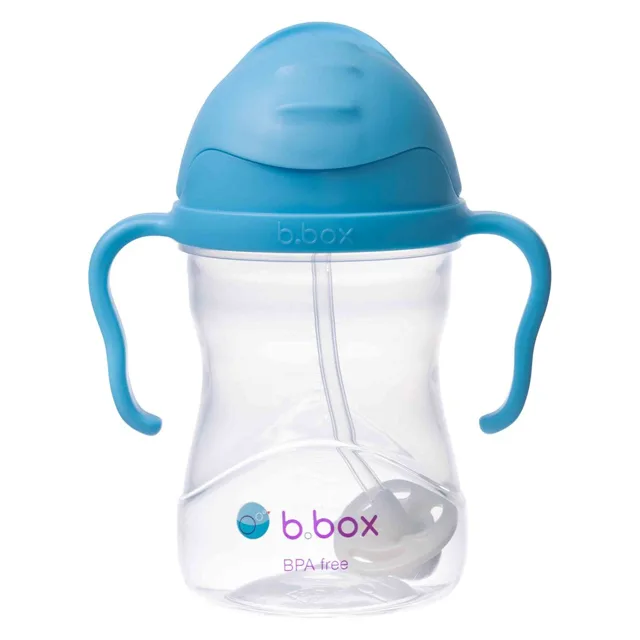 B.BOX Nevylévací hrníček s brčkem a závažím, modrý, 240 ml
