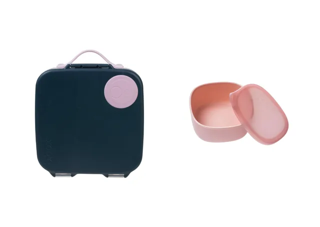 B.BOX Svačinový box velký + Krabička na oběd - set růžový