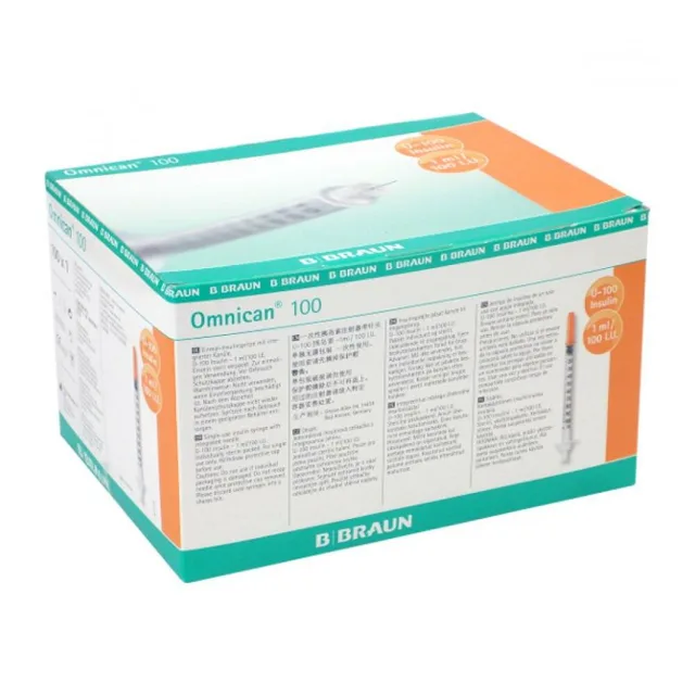 B.BRAUN Omnican 100 1 ml inzulinová stříkačka 0,3x 12 mm 100 ks, poškozený obal