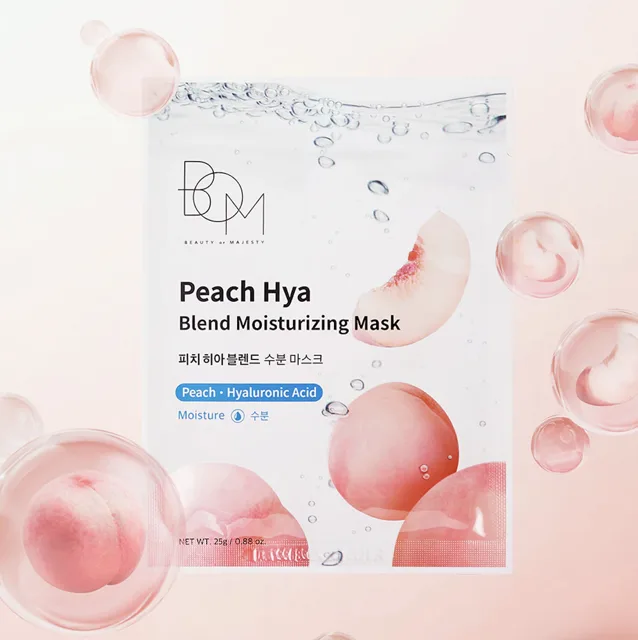 B.O.M. B.O.M - Peach Hya Blend Moisturizing Mask - Hydratační pleťová maska s broskví a kyselinou hyaluronovou - 25 ml