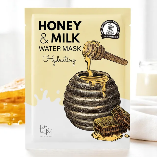 B.O.M. - Honey and Milk Water Mask - Hydratační plátýnková maska s medem a mlékem - 25 ml