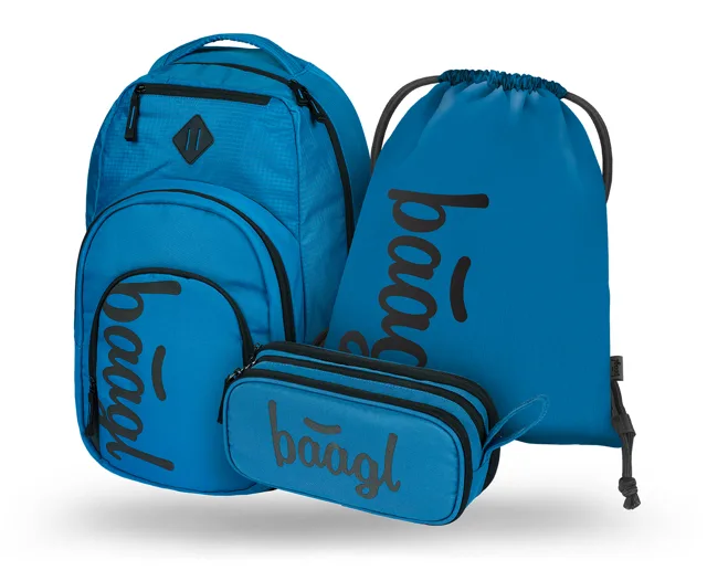Baagl 3 SET Coolmate Ocean Blue: batoh, penál, sáček