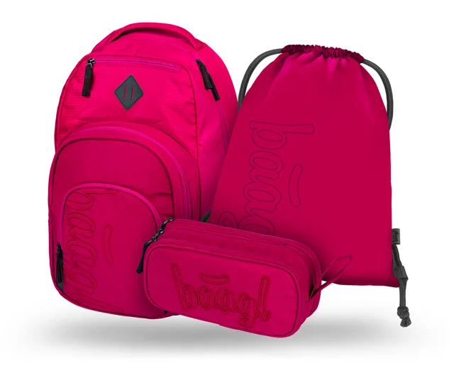 Baagl 3 SET Coolmate Ruby: batoh, penál, sáček
