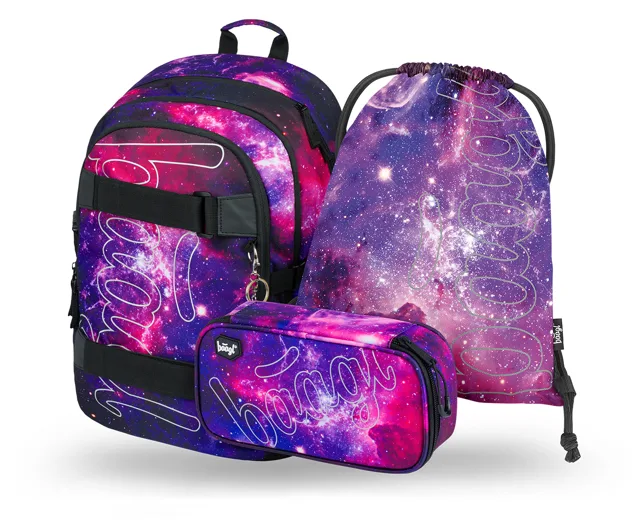 Baagl 3 SET Skate Galaxy: batoh, penál, sáček