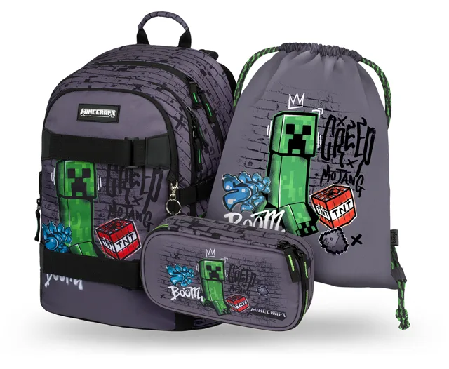 Baagl SET 3 Skate Minecraft TNT: Batoh, Etue, Sáček
