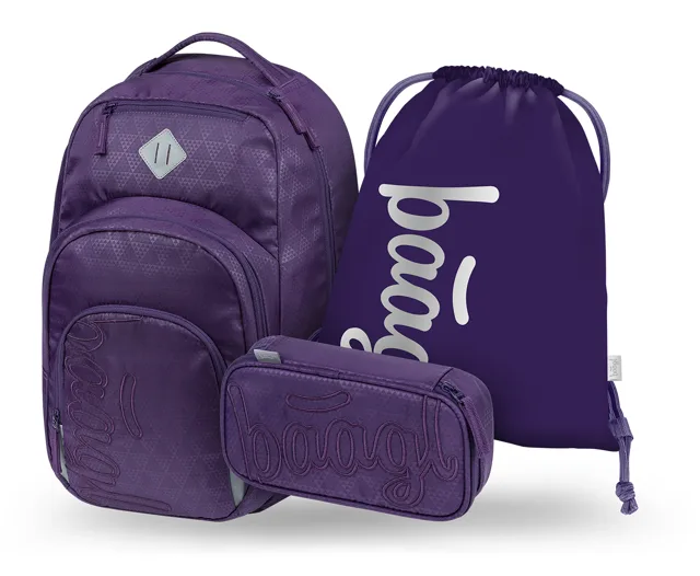 Baagl Školní set Coolmate Plum