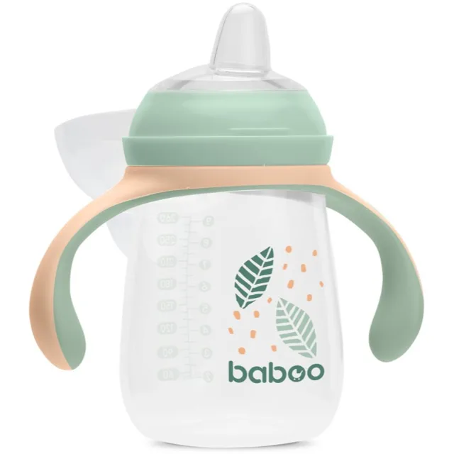 Baboo Cup with Silicone Spout hrnek s držadly Peachy Keen 6m+ 1 ks