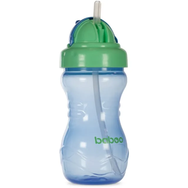 Baboo Cup with Silicone Straw láhev s brčkem Blue, 9m+ 360 ml