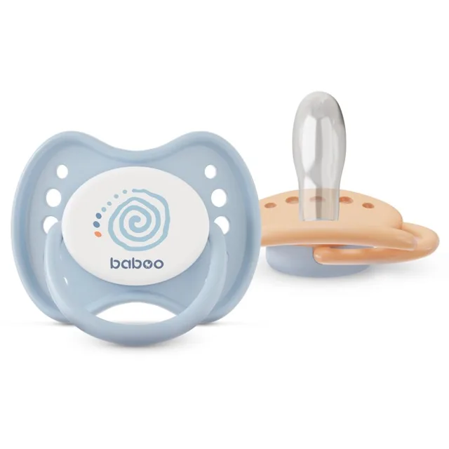 Baboo Soothers Silicone Symmetrical with Case dudlík Blue Haze 6-12 m 2 ks