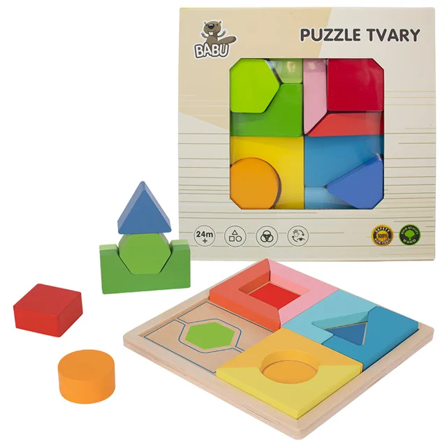 BABU Dřevěné geometrické puzzle