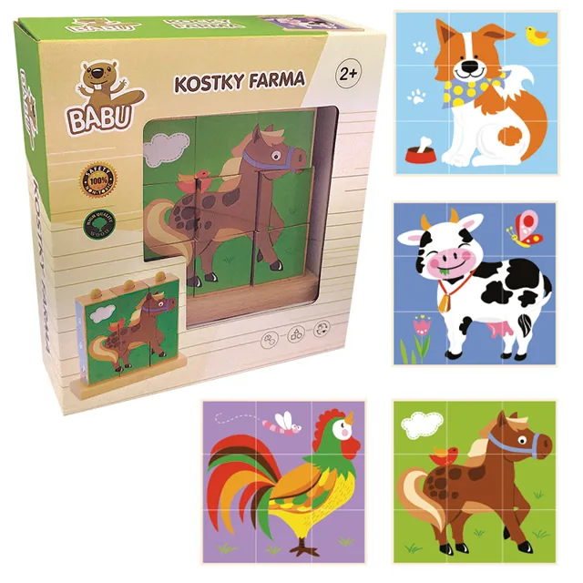 BABU Kostky - zvířatka z farmy 9 ks