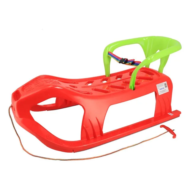 Baby Mix Plastové sáňky s opěradlem  SNOW STAR červené