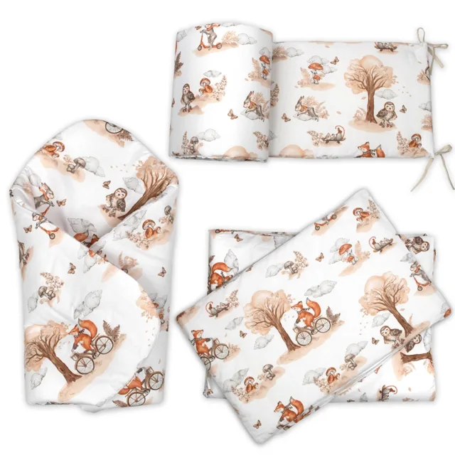 Baby Nellys 3D Mantinel s povlečením + zavinovačka, Liška, béžová,bílá