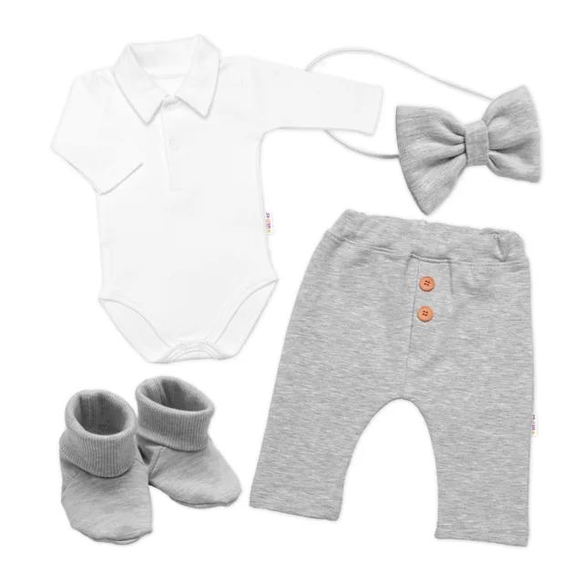 Baby Nellys 4D sada pro chlapečky Baby Elegán - šedý melír, vel. 62