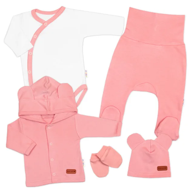 Baby Nellys 5D Bavlněná souprava pro miminko do porodnice Nature, růžová,50