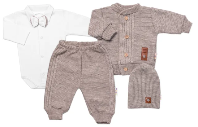 Baby Nellys 5D pletená sada, Boy - béžová, 62