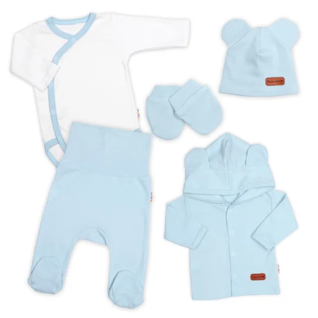 Baby Nellys Bavlněná souprava pro miminko 5D, Made with love, baby blue. vel 50