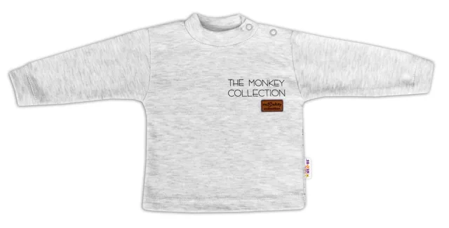 Baby Nellys Bavlněné tričko dlouhý rukáv Monkey - sv. šedý melírek, vel. 86 vel.  86