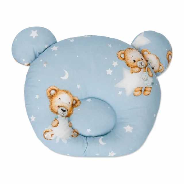 Baby Nellys Bavlněný tvarovaný polštářek Sleep Teddy, modrý