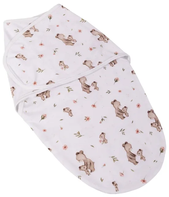 Baby Nellys Bavlněný zavinovací vak, zavinovačka Premium  Mommy Bear, bílá/hnědá