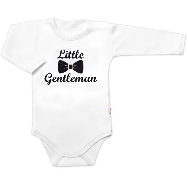 Baby Nellys Body dl. rukáv Little Gentleman, bavlna  bílo/černé vel.  62
