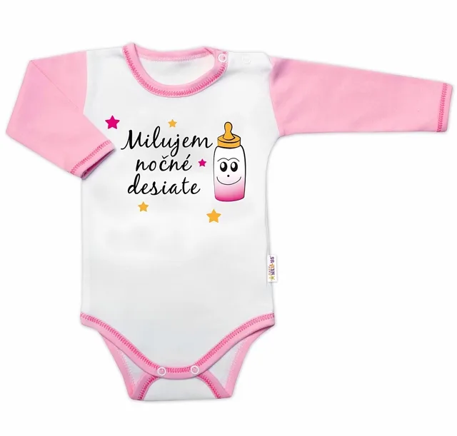 Baby Nellys Body dl. rukáv s vtip. textem   Milujem nočné desiate vel.  68, holka