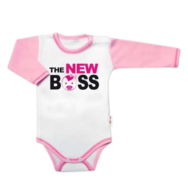 Baby Nellys Body dl. rukáv s vtipným textem, The New Boss, vel. 74